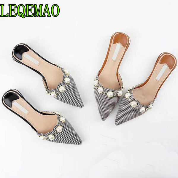 closed pointed toe pearl slippers women black white plaid sandals designer metal heel flip flops ladies checkered slides
closed pointed toe pearl slippers women black white plaid sandals designer metal heel flip flops ladies checkered slides