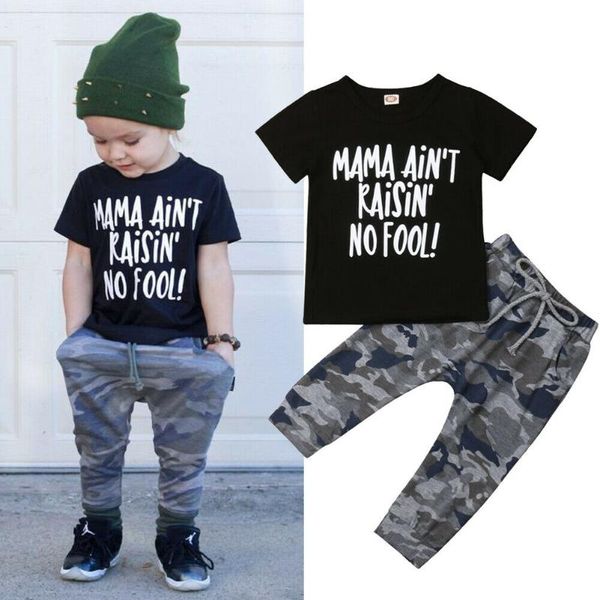 1-6y summer toddler baby boy 2pcs clothes funny letter print t-shirt+camo pants trousers outfits set, White
1-6y summer toddler baby boy 2pcs clothes funny letter print t-shirt+camo pants trousers outfits set, White
