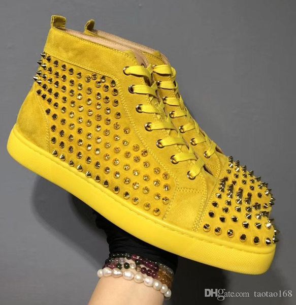 designer fashion red bottoms shoes studded spikes flats rivet sneakers for men women party lovers casual sneaker yellow color, Black
designer fashion red bottoms shoes studded spikes flats rivet sneakers for men women party lovers casual sneaker yellow color, Black