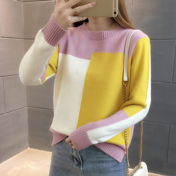 women patchwork contrast color sweater women 2019 long sleeve jumper sweater pullover knitted female pull femme bo, White;black
women patchwork contrast color sweater women 2019 long sleeve jumper sweater pullover knitted female pull femme bo, White;black
