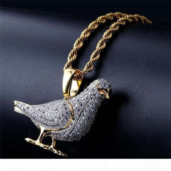 hip hop jewelry iced out pigeon pendant necklace with gold chain for men micro pave zircon animal necklace, Silver
hip hop jewelry iced out pigeon pendant necklace with gold chain for men micro pave zircon animal necklace, Silver
