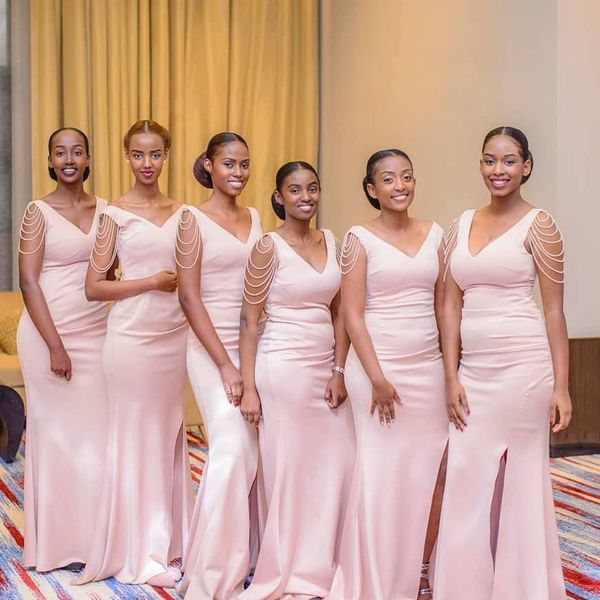 2020 african pink pearls mermiad bridesmaid dress long v neck wedding guest gown black girl prom evening party gown bm0926, White;pink
2020 african pink pearls mermiad bridesmaid dress long v neck wedding guest gown black girl prom evening party gown bm0926, White;pink