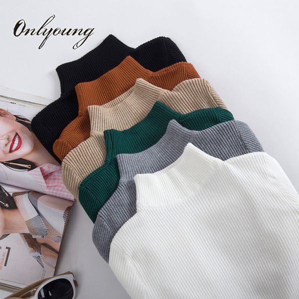 

onlyoung 2018 autumn winter women sweater knitted pullover casual christmas jumper slim warm white turtleneck sweater pull femme, White;black