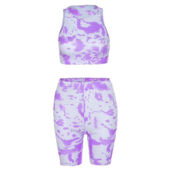 women tie-dye 2pcs outfit sleeveless crop high waist biker shorts tracksuit, White
women tie-dye 2pcs outfit sleeveless crop high waist biker shorts tracksuit, White