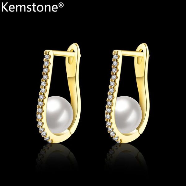kemstone trendy gold silver plated pearl cubic zirconia jewelry hoop earrings gift for women, Golden;silver
kemstone trendy gold silver plated pearl cubic zirconia jewelry hoop earrings gift for women, Golden;silver