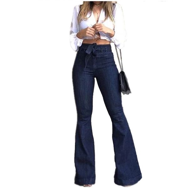 jeans for women female high-waisted jeans micro elastic cotton bell-bottom washed denim wide leg pants, Blue
jeans for women female high-waisted jeans micro elastic cotton bell-bottom washed denim wide leg pants, Blue