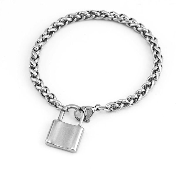 friendship gift men's stainless steel padlock bracelet wheat braided chain hip hop trend fashion jewelry, Golden;silver
friendship gift men's stainless steel padlock bracelet wheat braided chain hip hop trend fashion jewelry, Golden;silver