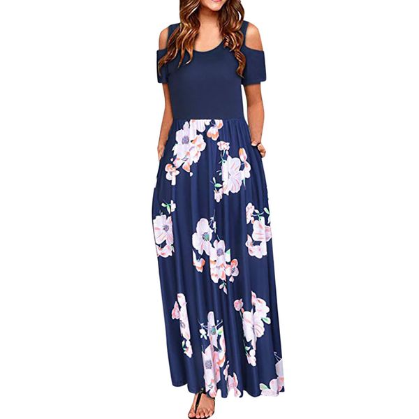 women' long dressfemale summer dress cold shoulder pocket floral print elegant maxi dress short sleeve casual vestidos, Black;gray
women' long dressfemale summer dress cold shoulder pocket floral print elegant maxi dress short sleeve casual vestidos, Black;gray