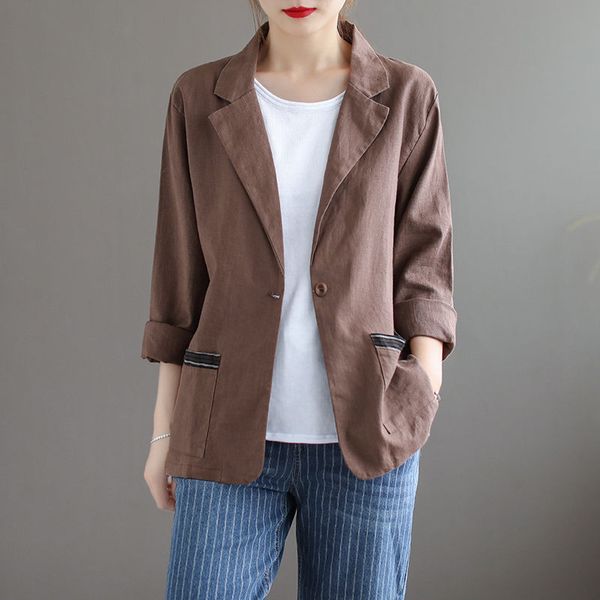 retro solid color ramie casual suit women's jacket female loose cotton and linen simple spring summer shirt blazer coat k304, White;black
retro solid color ramie casual suit women's jacket female loose cotton and linen simple spring summer shirt blazer coat k304, White;black