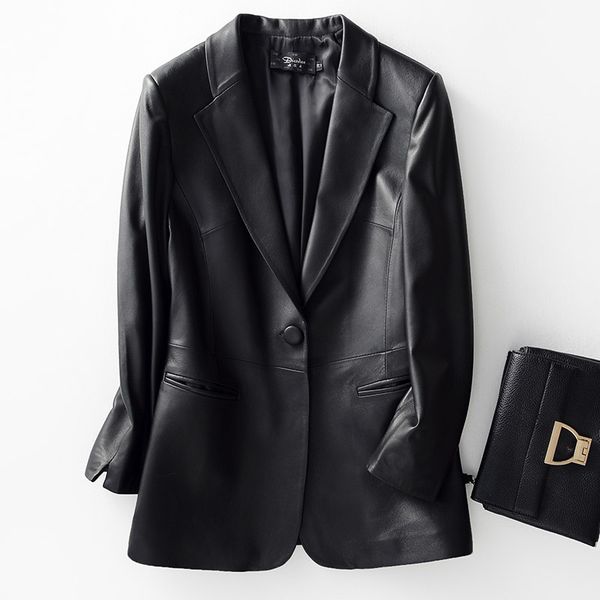 women's jackets 2021 spring fall real leather jacket woman casual streetwear fashion elegant long sleeve patchwork sheepskin button poc, Black;brown
women's jackets 2021 spring fall real leather jacket woman casual streetwear fashion elegant long sleeve patchwork sheepskin button poc, Black;brown