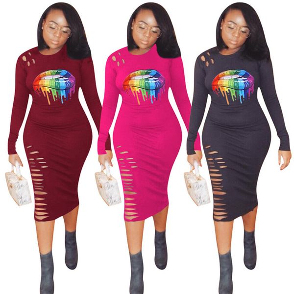 women lips print dresses rippled holes long sleeve dress casual ladies bodycon dresses summer slim skirts party clubwear s-3xl e22611, Red;yellow
women lips print dresses rippled holes long sleeve dress casual ladies bodycon dresses summer slim skirts party clubwear s-3xl e22611, Red;yellow