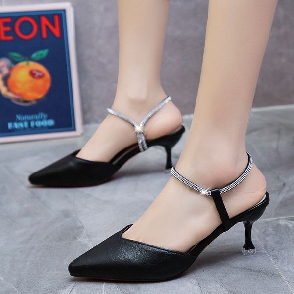 pu leather high heels sandals women summer shoes pointed toe rhinestone band thin heel women shoes office female stiletto, Black
pu leather high heels sandals women summer shoes pointed toe rhinestone band thin heel women shoes office female stiletto, Black