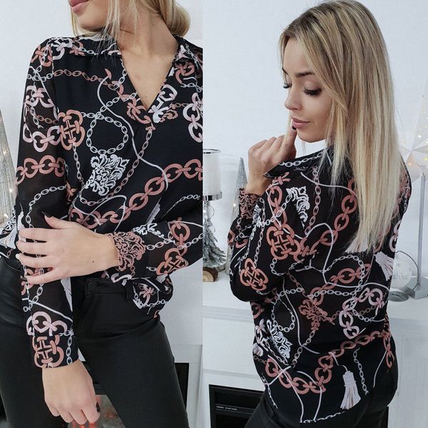 2019 new style fashion women ladies long sleeve cotton casual business print shirt v neck casual, White
2019 new style fashion women ladies long sleeve cotton casual business print shirt v neck casual, White