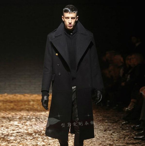 new autumn and winter youth slim men's windbreaker men's long thick woolen coat knees woolen coat, Black
new autumn and winter youth slim men's windbreaker men's long thick woolen coat knees woolen coat, Black