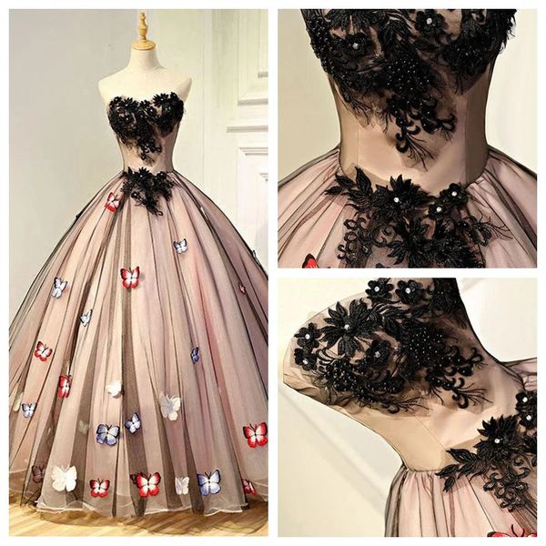 prom2k19 strapless tulle ball gown butterfly prom dress with handmade flowers lace applique pearls long black evening dress
prom2k19 strapless tulle ball gown butterfly prom dress with handmade flowers lace applique pearls long black evening dress