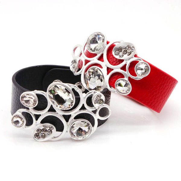 d&d fashion charm crystal alloy leather bracelet for women pulseira cool clasp wristband cuff bracelet wedding jewelry, White
d&d fashion charm crystal alloy leather bracelet for women pulseira cool clasp wristband cuff bracelet wedding jewelry, White
