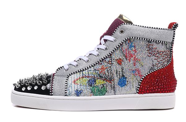 men's women's high-end custom designer spikes red sneakers casual shoes original box leather spikes luxury casual shoes, Black
men's women's high-end custom designer spikes red sneakers casual shoes original box leather spikes luxury casual shoes, Black