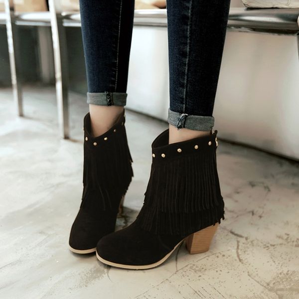 big size 9 10 11-14 boots women shoes ankle boots for women ladies shoes woman winter pure color tassel, Black
big size 9 10 11-14 boots women shoes ankle boots for women ladies shoes woman winter pure color tassel, Black