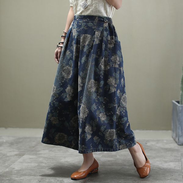 ethnic style plus size jeans woman 2020 spring autumn elastic waist floral print loose pocket denim wide leg pants ankle-length, Blue
ethnic style plus size jeans woman 2020 spring autumn elastic waist floral print loose pocket denim wide leg pants ankle-length, Blue