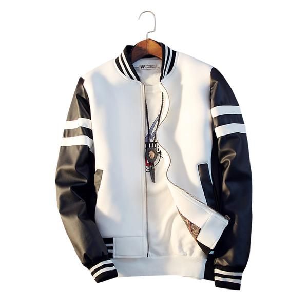 baseball jacket spring men jacket splicing pu sleeve coat casual baseball collar short brand coat, Black;brown
baseball jacket spring men jacket splicing pu sleeve coat casual baseball collar short brand coat, Black;brown