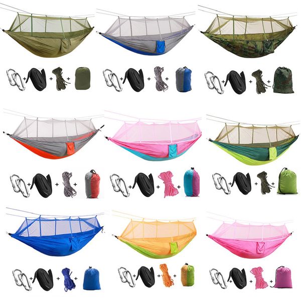 portable camping hammock double/single person folded outdoor travel camping hanging hammock bed with mosquito 260x140 cm
portable camping hammock double/single person folded outdoor travel camping hanging hammock bed with mosquito 260x140 cm