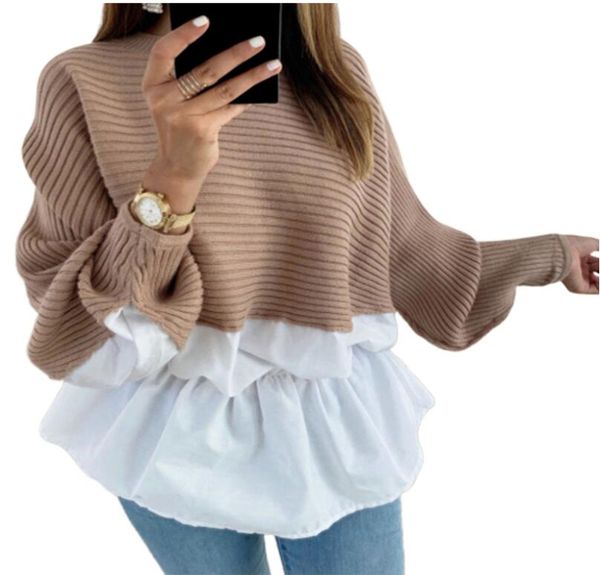 winter fashion ruffled knitted jumper sweater patchwork loose shirt casual streetwear female womens long sleeve blusas pullover, White;black
winter fashion ruffled knitted jumper sweater patchwork loose shirt casual streetwear female womens long sleeve blusas pullover, White;black