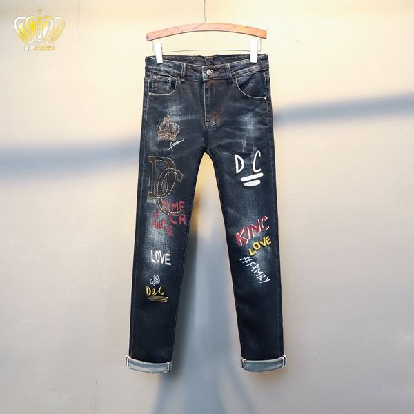 new style mens jeans designer luxury brand jeans gray office casual gg slim stretch jeans motorcycle trousers pants good quality size 28-38, Blue 
new style mens jeans designer luxury brand jeans gray office casual gg slim stretch jeans motorcycle trousers pants good quality size 28-38, Blue