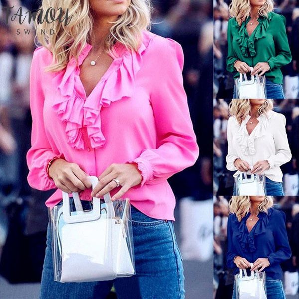 2020 spring women blouses belong sleeve ruffles elegant vintage casual big large pluse sizes office shirts, White
2020 spring women blouses belong sleeve ruffles elegant vintage casual big large pluse sizes office shirts, White