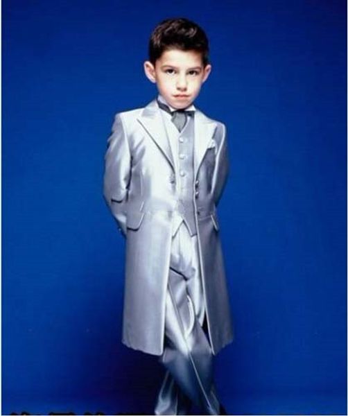 new style satin long jacket custom made boy tuxedos fashional children suit silver kid wedding/prom suits(jacket+pants+vest+tie, White;black
new style satin long jacket custom made boy tuxedos fashional children suit silver kid wedding/prom suits(jacket+pants+vest+tie, White;black