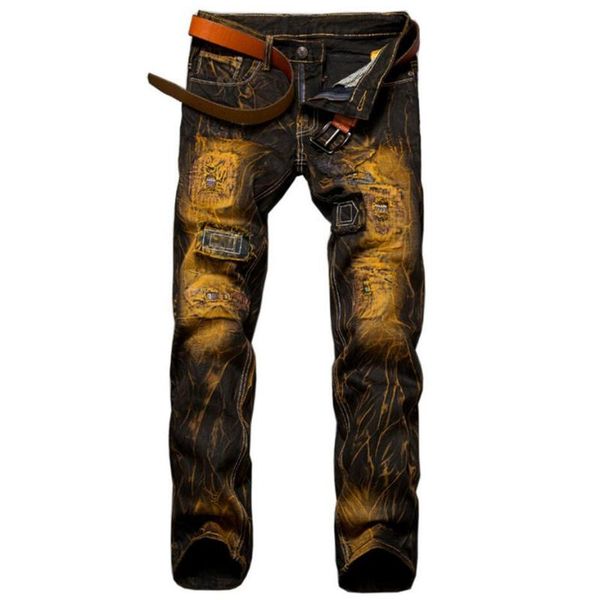 el barco vintage camouflage cotton denim jeans men hip hop ripped holes black pants streetwear slim patches yellow male trousers, Blue
el barco vintage camouflage cotton denim jeans men hip hop ripped holes black pants streetwear slim patches yellow male trousers, Blue
