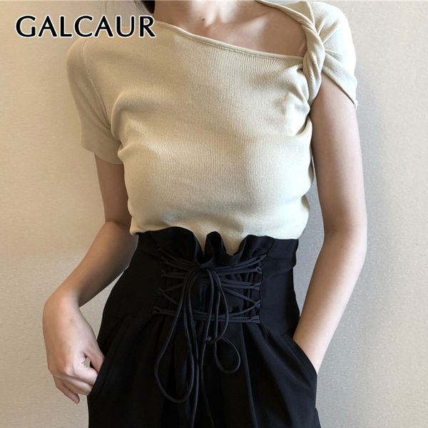 galcaur elegant slim knitted women's sweater irregular collar short sleeve autumn sweater female fashion 2019 clothing tide, White;black
galcaur elegant slim knitted women's sweater irregular collar short sleeve autumn sweater female fashion 2019 clothing tide, White;black
