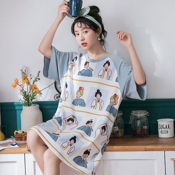 cotton cartoon print mini nghtdress for women comfort lovely loose female sleepwear 2020 summer sweet fashion girl home clothes, Black;red
cotton cartoon print mini nghtdress for women comfort lovely loose female sleepwear 2020 summer sweet fashion girl home clothes, Black;red