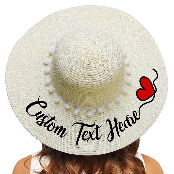 customize embroidery text name sun hat for women's summer hat white pompon straw beach female sunshade caps, Blue;gray
customize embroidery text name sun hat for women's summer hat white pompon straw beach female sunshade caps, Blue;gray