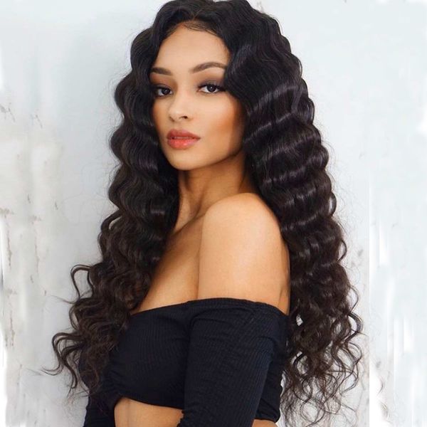 brazilian virgin hair deep wavy lace front wigs pre plucked hairline 180density full lace wigs deep wave 360 lace frontal wig for women, Black 
brazilian virgin hair deep wavy lace front wigs pre plucked hairline 180density full lace wigs deep wave 360 lace frontal wig for women, Black
