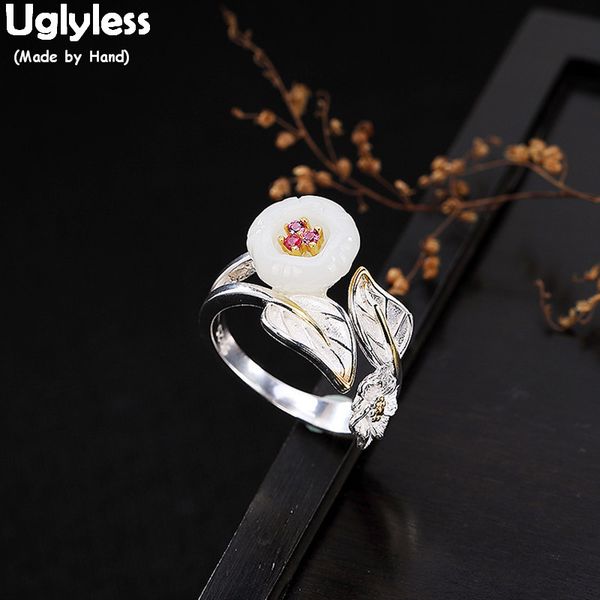 uglyless 100% real 925 sterling silver handmade leaves open rings for women natural jade flower finger ring fine jewelry bijoux, Golden;silver
uglyless 100% real 925 sterling silver handmade leaves open rings for women natural jade flower finger ring fine jewelry bijoux, Golden;silver