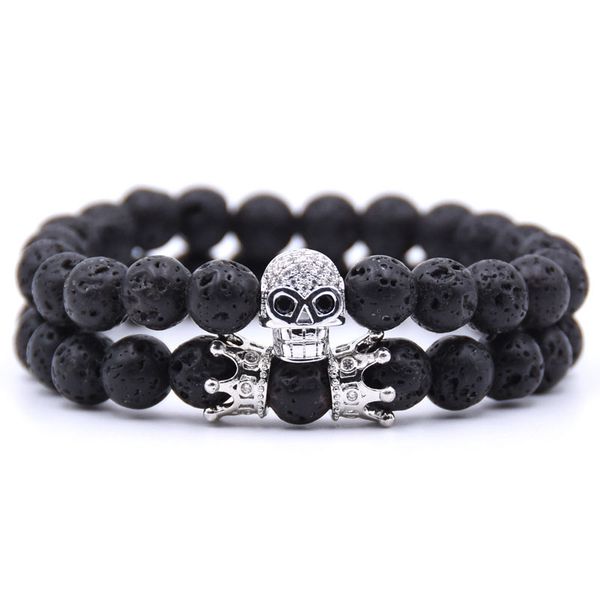 fancy mens and womens beaded strands bracelet black/white gold plated alloy skull charm bracelets 2pcs/set
fancy mens and womens beaded strands bracelet black/white gold plated alloy skull charm bracelets 2pcs/set