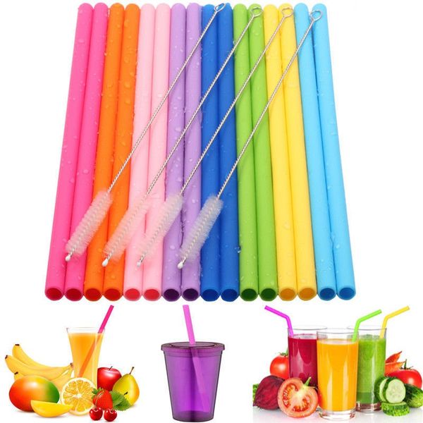 multi-color silicone reusable drinking straws drinking straw sets with cleaning brush -grade safe straws home bar
multi-color silicone reusable drinking straws drinking straw sets with cleaning brush -grade safe straws home bar