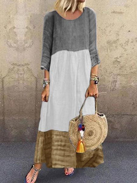 2019 early autumn womens three quarter sleeve splice dress fashion casual comfort loose long dress, Black;gray
2019 early autumn womens three quarter sleeve splice dress fashion casual comfort loose long dress, Black;gray