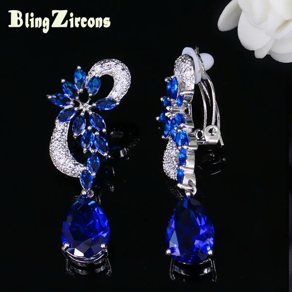 beaqueen royal blue crystal no pierced clip on earrings fashion women teardrop stone clips ear jewelry without piercing e193, Silver
beaqueen royal blue crystal no pierced clip on earrings fashion women teardrop stone clips ear jewelry without piercing e193, Silver