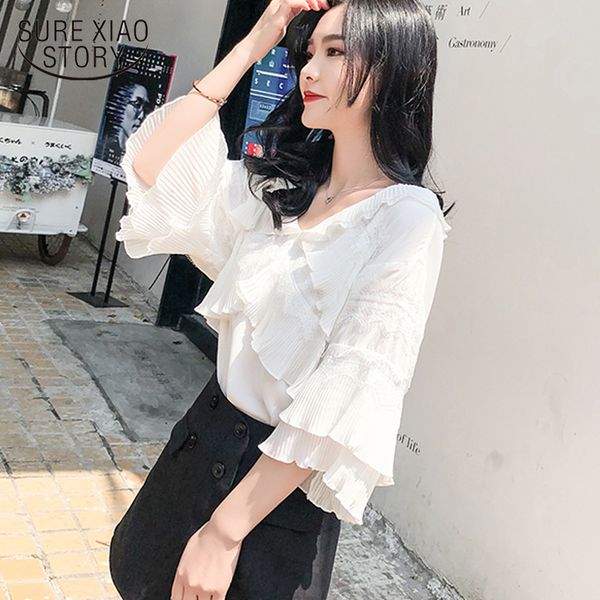 2020 office plus size v neck women shirts white ladies summer new flare short sleeve women's korean chiffon blouse 10033
2020 office plus size v neck women shirts white ladies summer new flare short sleeve women's korean chiffon blouse 10033