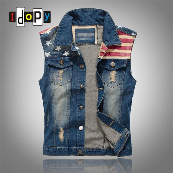 fashion men`s american flag denim vest vintage ripped hip hop waistcoat sleeveless jacket for hipster, Black;white
fashion men`s american flag denim vest vintage ripped hip hop waistcoat sleeveless jacket for hipster, Black;white