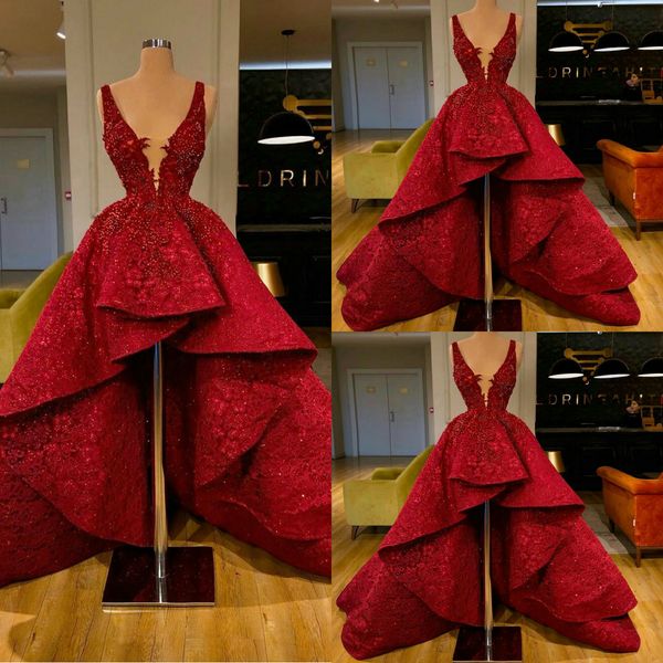 luxury high low red prom dresses v neck lace appliqued beaded evening dresses a line formal party pageant gowns, Black
luxury high low red prom dresses v neck lace appliqued beaded evening dresses a line formal party pageant gowns, Black