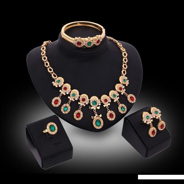 necklaces earrings bangles rings jewelry sets fashion women quality multicolor rhinestone 18k gold plated 4-piece set party jewelry js124, Slivery;golden 
necklaces earrings bangles rings jewelry sets fashion women quality multicolor rhinestone 18k gold plated 4-piece set party jewelry js124, Slivery;golden