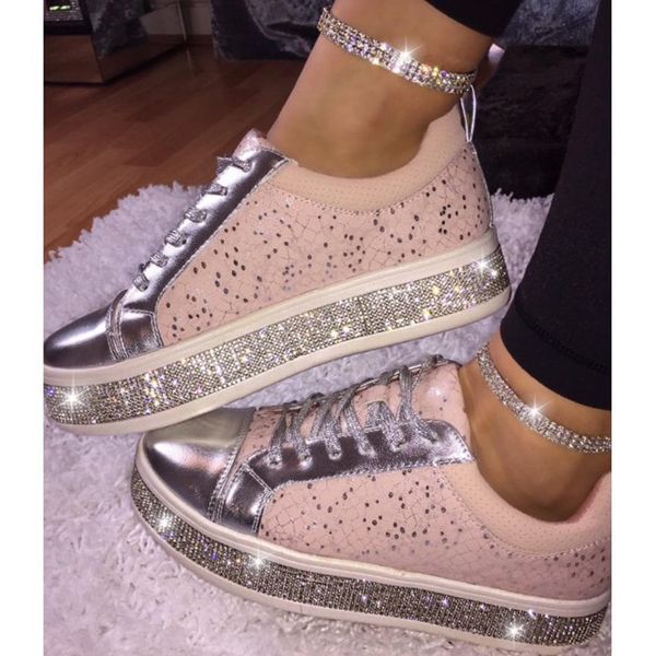 women crystal flat shoes 2020 apring autumn lace up ladies casual shoes comfortable round toe platform sneakers, Black
women crystal flat shoes 2020 apring autumn lace up ladies casual shoes comfortable round toe platform sneakers, Black