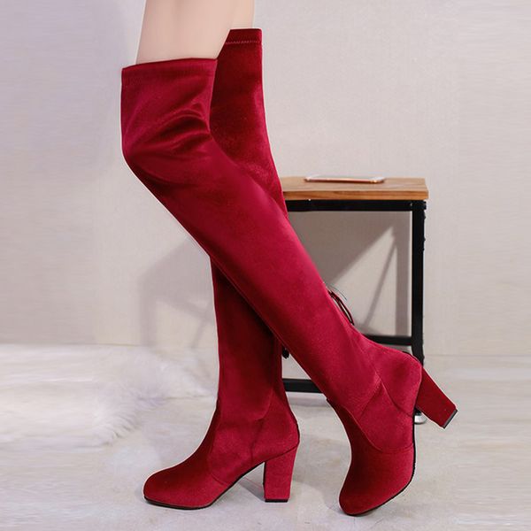 women over knee flock boots autumn winter round toe chunky high heels casual fashion ladies long boots plus size 34-43, Black
women over knee flock boots autumn winter round toe chunky high heels casual fashion ladies long boots plus size 34-43, Black