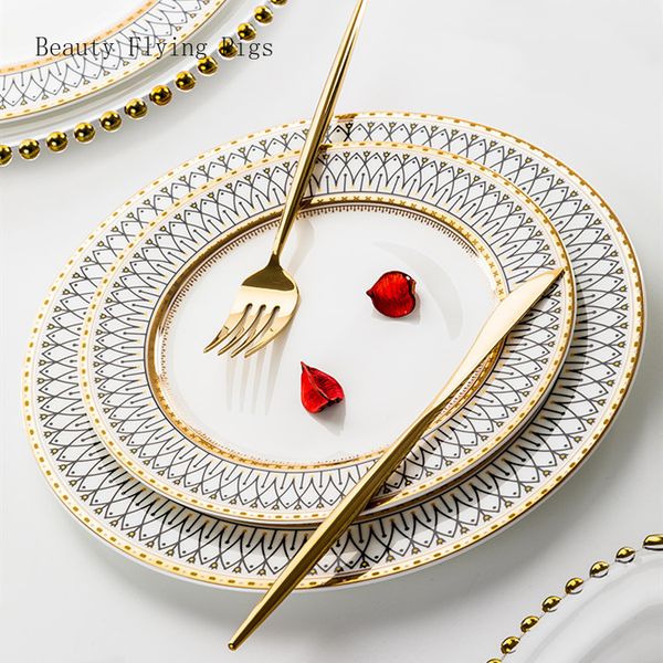 gold inlay dinner plate tableware glazed western steak flat plate ceramic plates dishes
gold inlay dinner plate tableware glazed western steak flat plate ceramic plates dishes