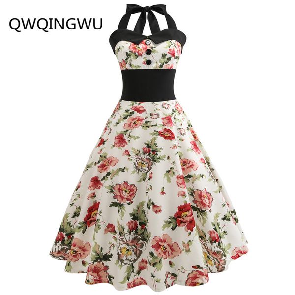 women dress hepburn 1960s party dress sleeveless women retro print halter rockabilly swing vestidos robe, Black;gray
women dress hepburn 1960s party dress sleeveless women retro print halter rockabilly swing vestidos robe, Black;gray