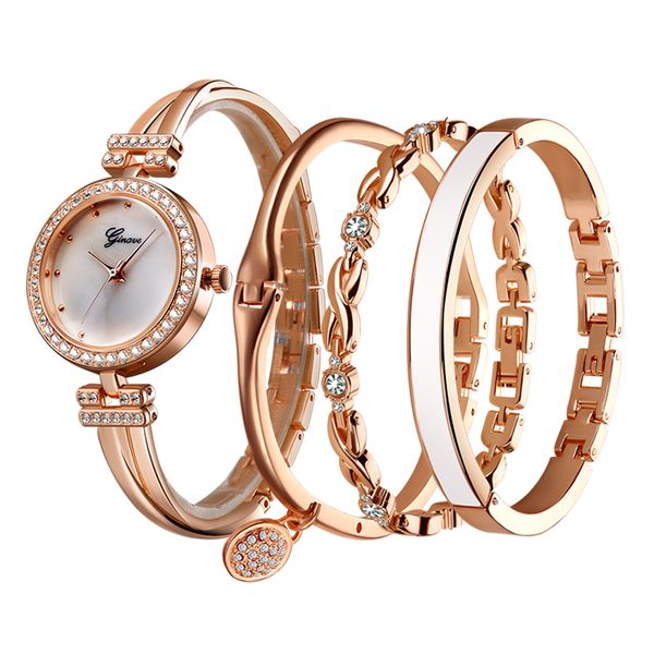 4pc ginave women's diamond bracelet bangle watch set ladies female girl casual quartz wristwatches relojes mujer c19041202, Slivery;brown
4pc ginave women's diamond bracelet bangle watch set ladies female girl casual quartz wristwatches relojes mujer c19041202, Slivery;brown