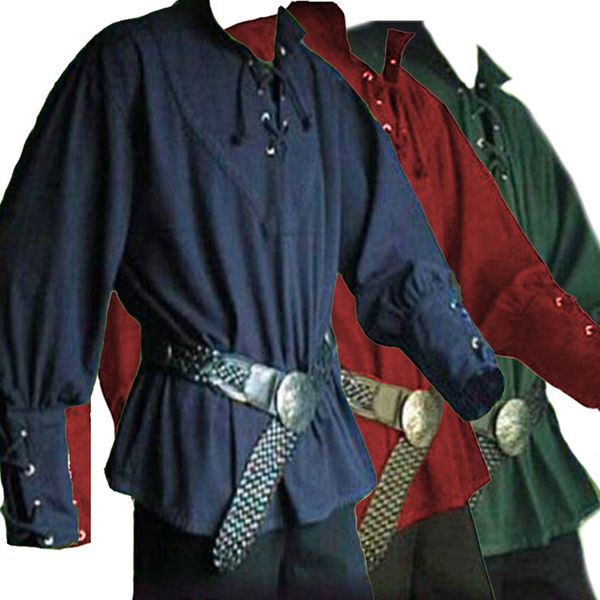 men's landlord knight shirt clothes medieval renaissance lace up loose knight costume long sleeve solid men cosplay shirt, White;black
men's landlord knight shirt clothes medieval renaissance lace up loose knight costume long sleeve solid men cosplay shirt, White;black