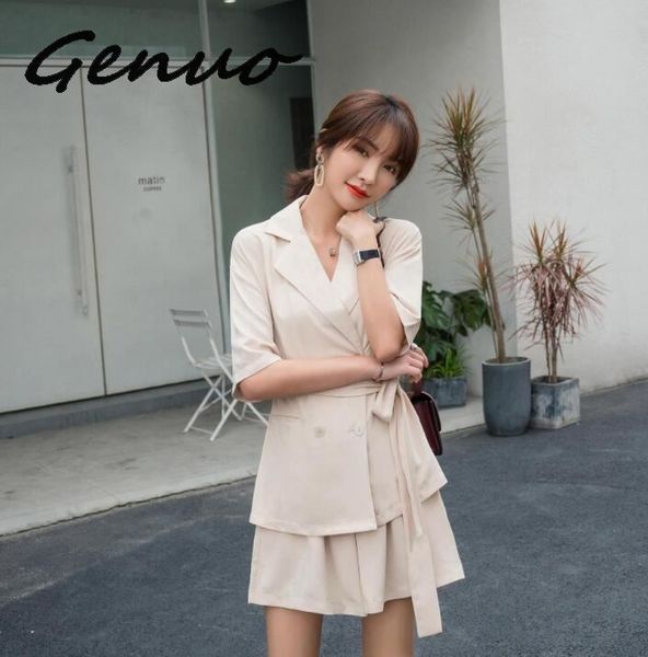 summer women cotton short tracksuit lace up jacket blazer & elastic waist shorts loose female suit with shorts 2 pieces set, White;black
summer women cotton short tracksuit lace up jacket blazer & elastic waist shorts loose female suit with shorts 2 pieces set, White;black